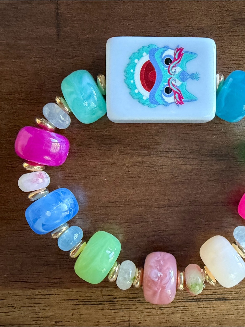 Mahjong  Beaded Stretch Bracelet - Multicolor